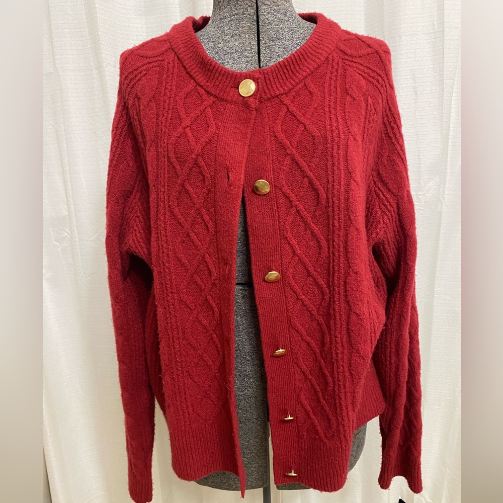 XXL Universal Thread Women's Red Knit Button Cardigan